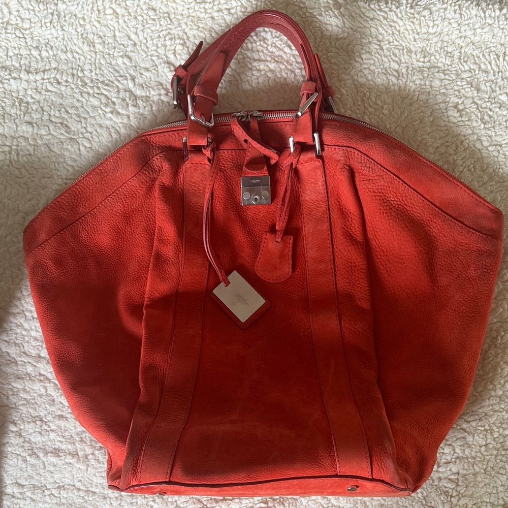 Red Leather Tote Bag